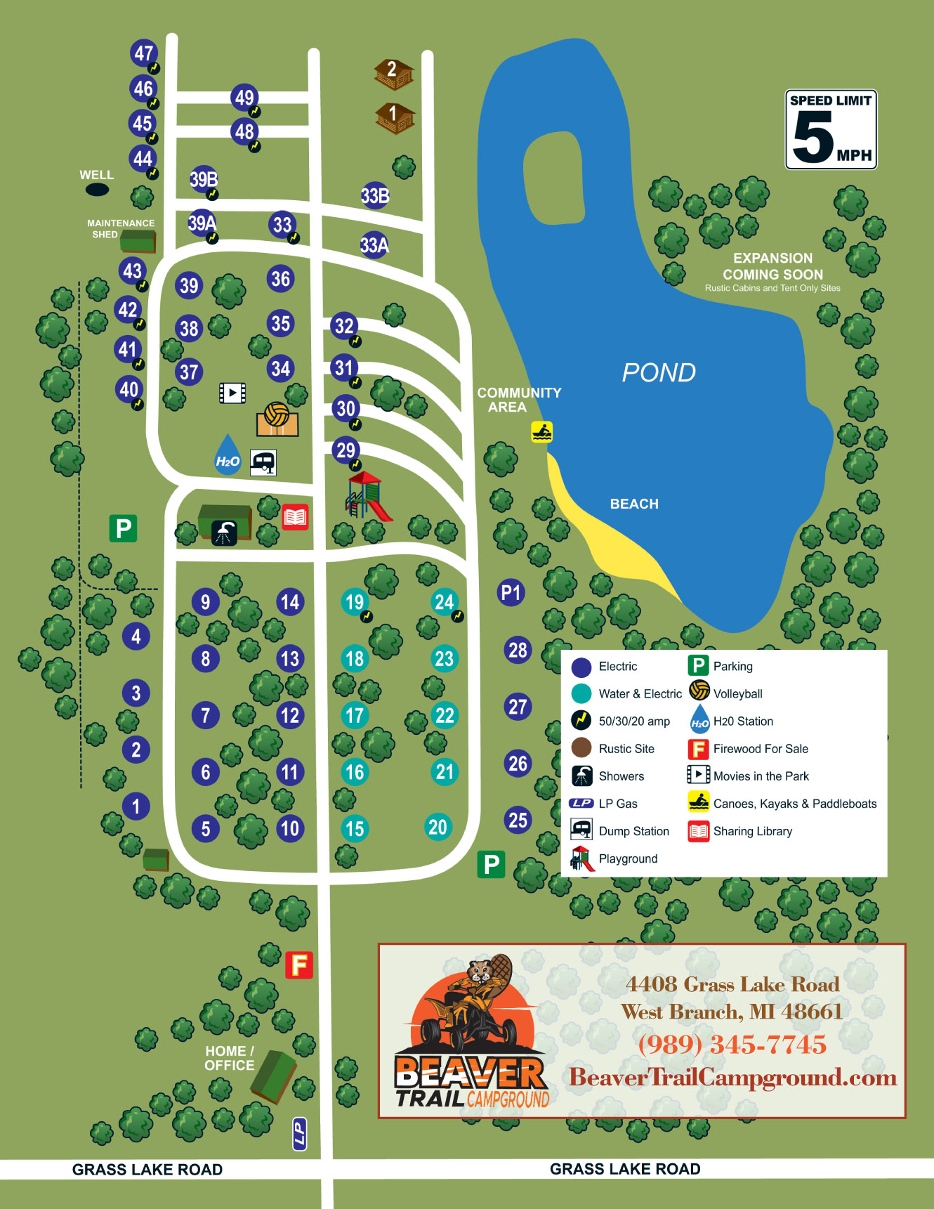Beaver Trail Campground Site Map